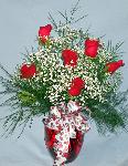01A Anniversary 6 Red Roses Arranged
