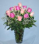 01O Anniversary 24 Lavender Peach Roses Arranged